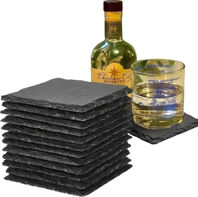 Bar ve Ev İçin Siyah Doğal Kenarlı Kayalık Kayalık Tabak