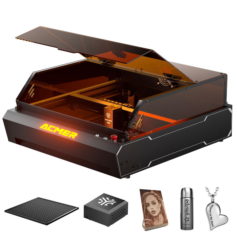 DC 24V 4A P3 2-in-1 Çift Lazer Ön Montajlı Gravür Kesme Makinesi Linux İşletim Sistemi