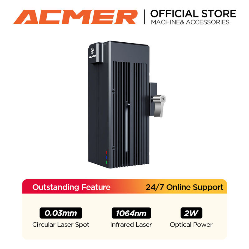 ACMER Lazer Modülü IR 2w Fiber Lazer Gravör 0.03mm Metal Plastik Kaya Akrilik için Ultra- ince Nokta