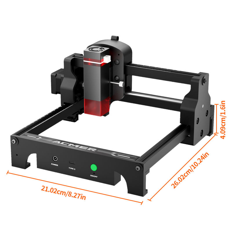 ACMER S1 Ahşap / Plastik / Metal için Mini Taşınabilir Lazer Kazıcısı 2500mw Lazer Çıktısı 130*130mm Çalışma Alanı