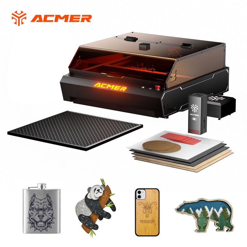 ACMER P3 hassas lazer gravür kesme makinesi 96W IR Diyot lazer 0.01mm Hareket doğruluğu Akrilik için