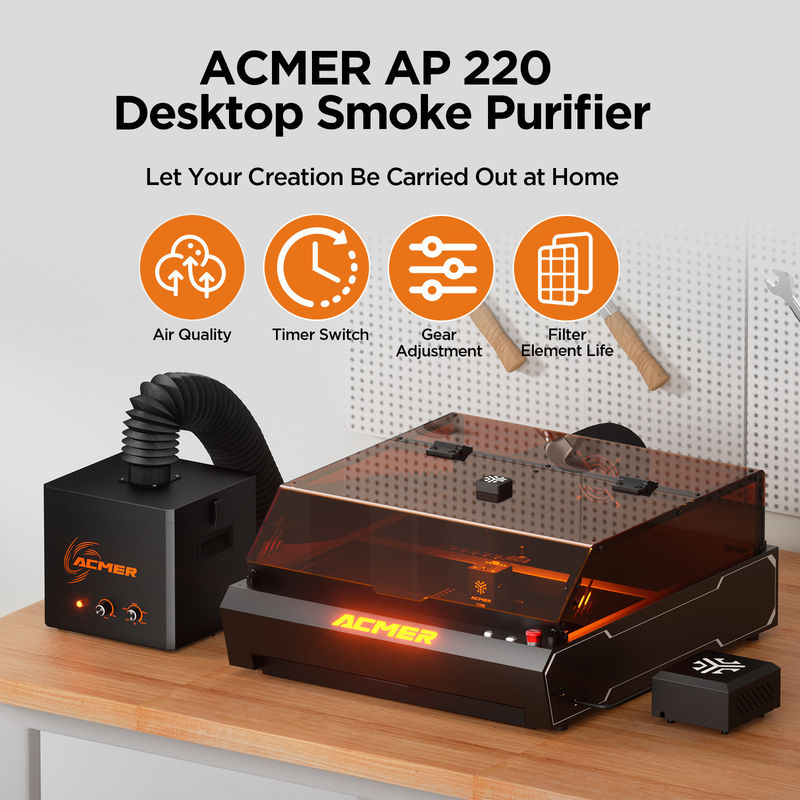 ACMER AP220 Duman Hava Temizleyicisi Sessiz ve Çeşitli Lazer Çizme Makinesi Borular için Aksesuarlar